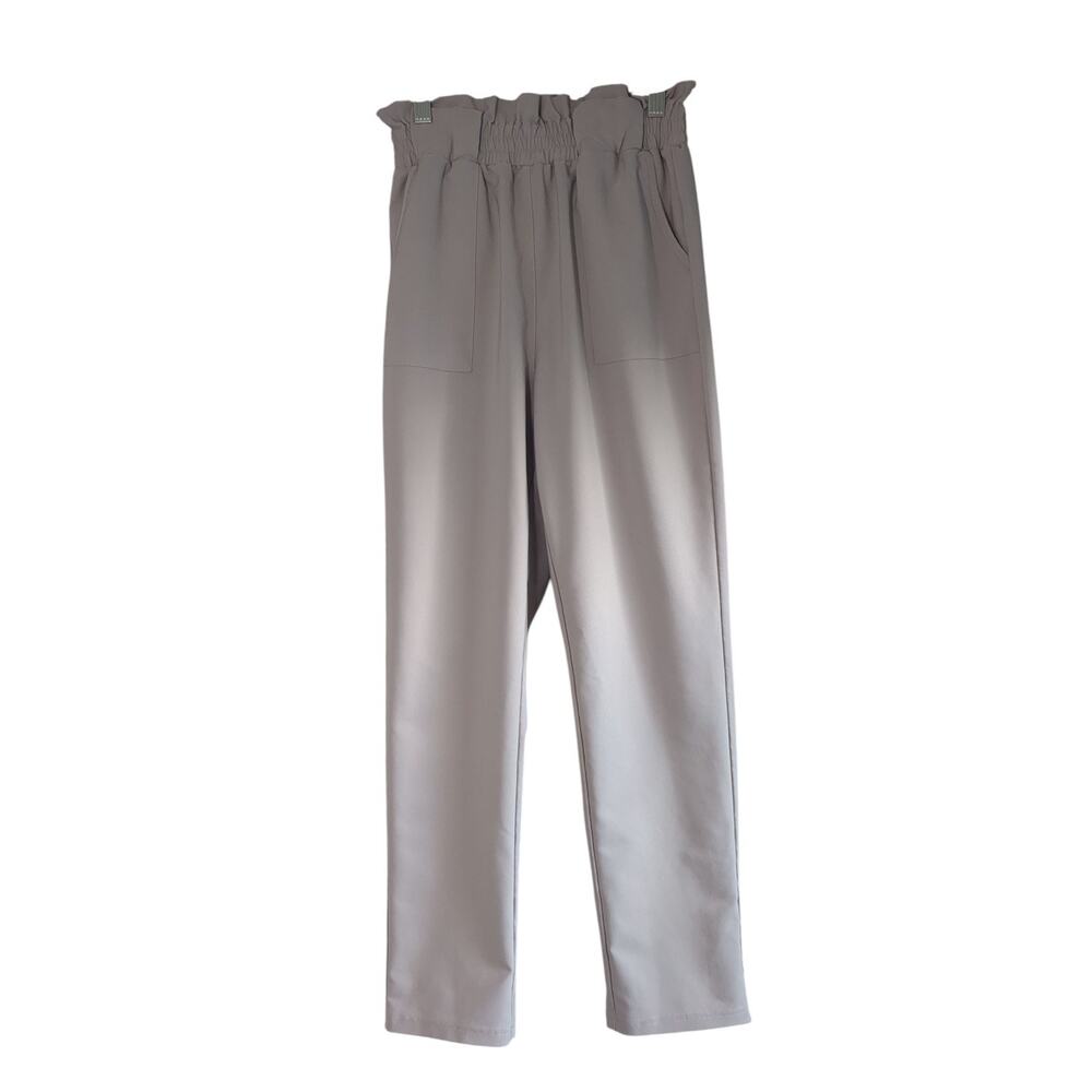 GRACE KARIN Women's Cropped Paper Bag Waist Pants Pockets Puce XS No Belt